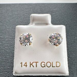 14 KT Gold 6 mm Moissanite Stud Earrings